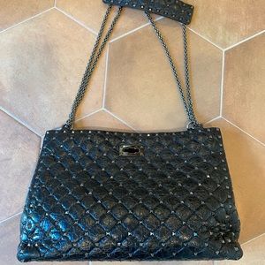 Valentino Garavani Rockstud Spike Bag in Black Leather